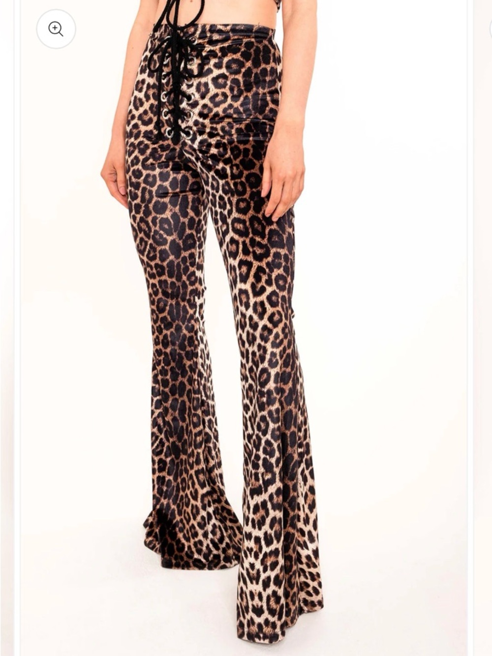 Mxci  Leopard-Print Lace-Up Flare Pants - Brown/Black